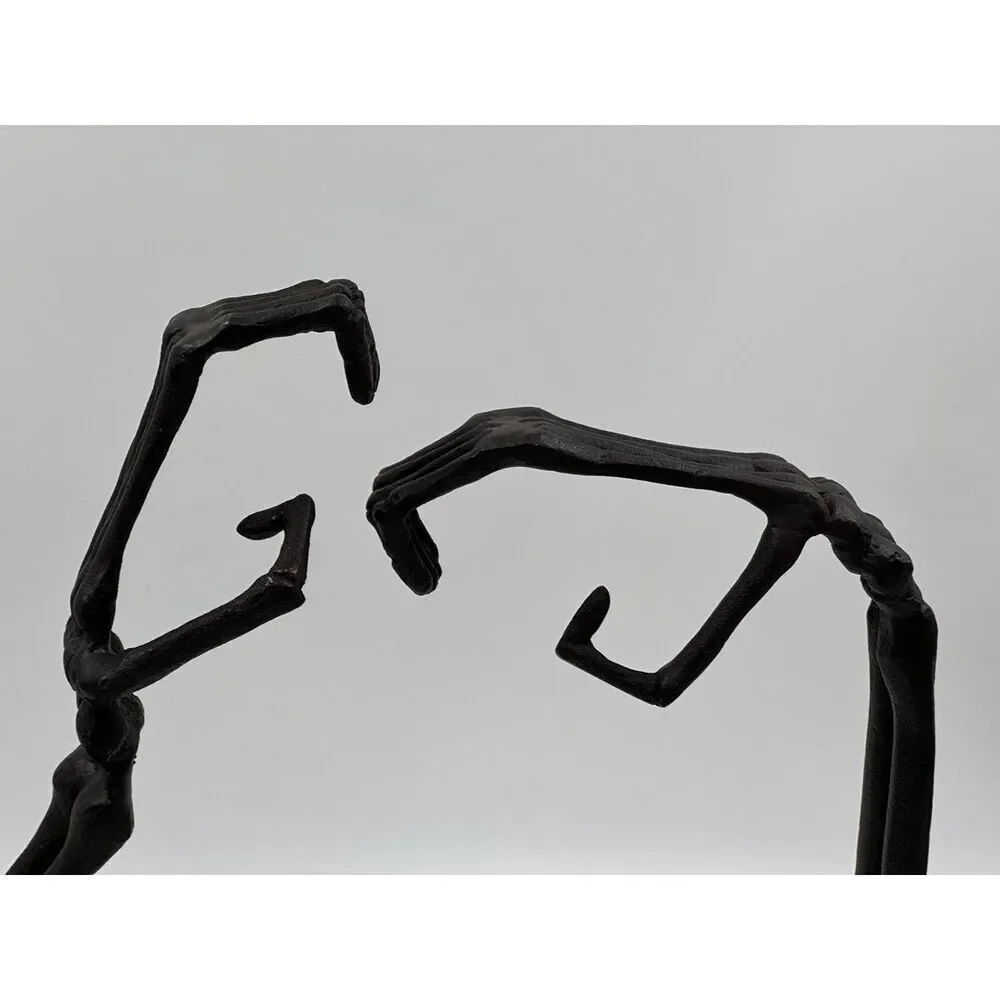 RARE NEW S/2 Pottery Barn Bronze Skeleton Lantern Hand Hooks Halloween